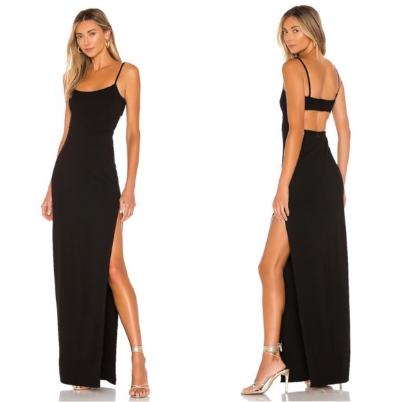 Lovers + Friends Dresses & Skirts - Lovers and Friends Karma Side Slit Back Cut Out Maxi Dress in Black Size L